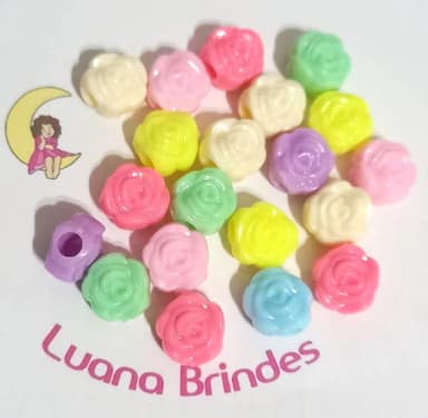 Rosa Colorida com Furo Passante 13mm - 50 Unidades