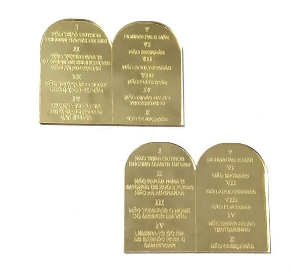 Aplique 10 Mandamentos Acrilico Espelhado Pacote C/5 Unidade