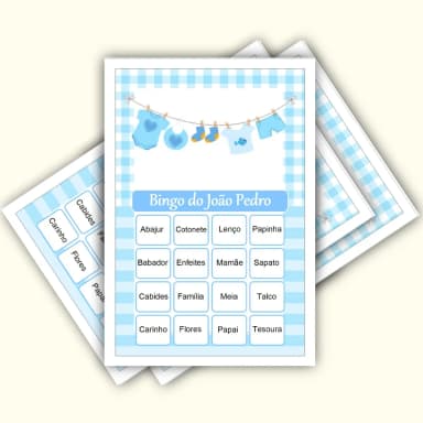 Bingo Chá de Bebê Menino Pdf Para Imprimir