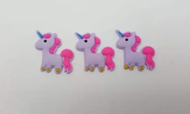 Aplique de Unicórnio Emborrachado de 3cm 7 Peças