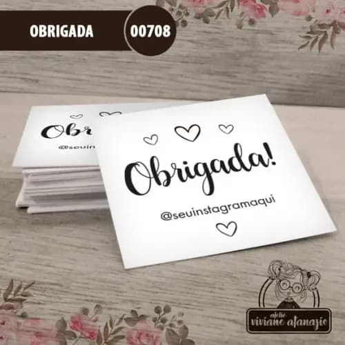 Adesivo Quadrado Obrigada 4cm - 00708