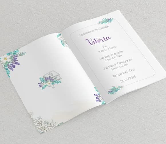 Lembrança Batizado Lavanda Mini Livro de Orações