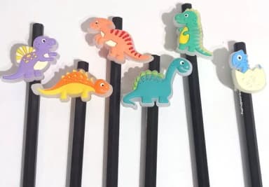 Lápis C/ponteira Dinossauro - 6 Unidades