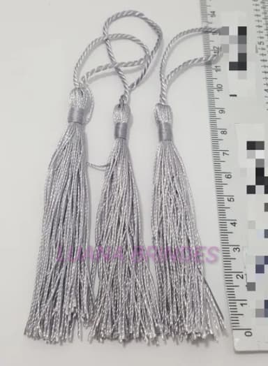 Pingente Tassel de Seda Prata Pct 10 Unidades
