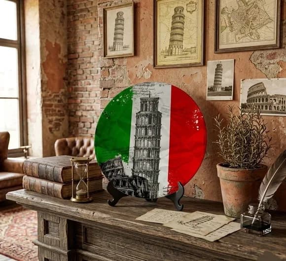 Prato Porcelana Itália 21cm - Torre de Pisa e Coliseu