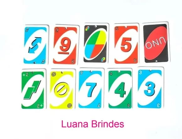 Pingente Carta Uno Resinado 3,5cm Pacote com 10 Unidades