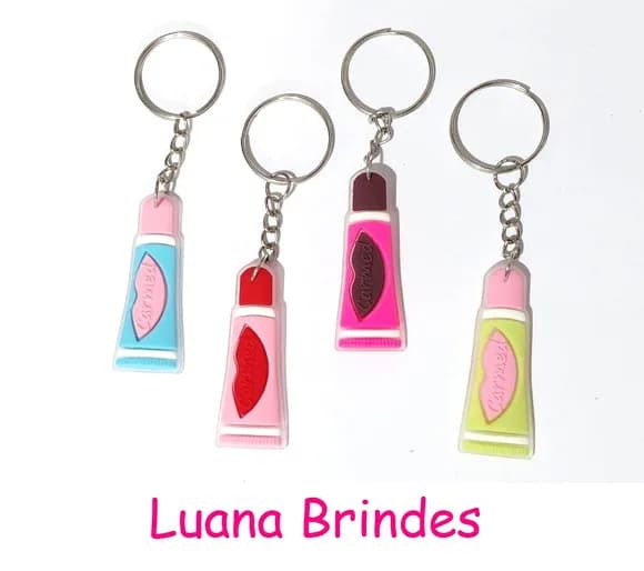 Chaveiro Batom,gloss,carmed Emborrachado Pacote C/8 Unidades