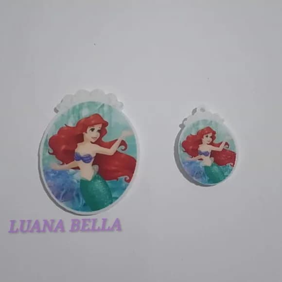 Kit Aplique e Ping em acrílico Princesa Ariel -pct c/3 Kits