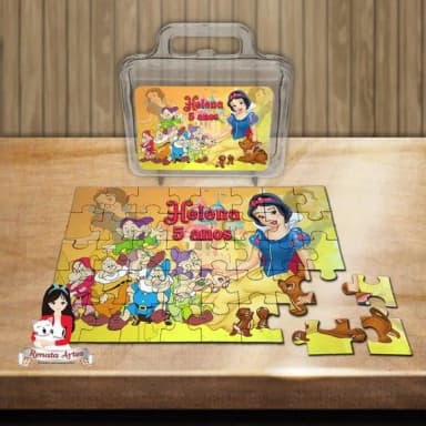 Quebra Cabeça Personalizado na Maleta Branca de Neve