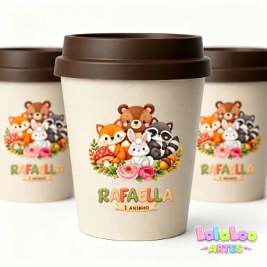 Mini Copo Bosque Floresta Eco Madeira 250ml com Tampa Bucks Primeira Volta ao Sol