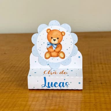 PEGUE E MONTE - Porta Bis Duplo Personalizados CHA DE BEBE URSINHO AZUL - Decoração de Festa | Lembrancinhas | Aniversário | Personalizados