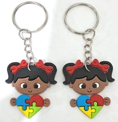 Chaveiro Menina Símbolo Autismo - 6 Unidade