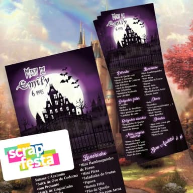 Menu Cardápio Personalizado Castelo Wednesday Assombrado