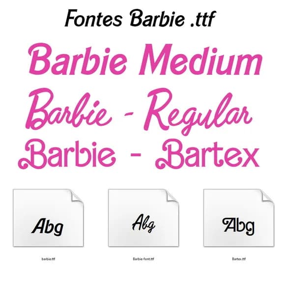 3 Fontes Barbie - Arquivo Digital Formato Ttf