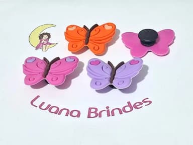 Pins de Crocs Borboleta Emborrachado Pacote com 6 Unidades