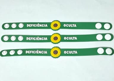 Pulseira Adulto Deficiência Oculta Girassol 22cm- 3 Peças
