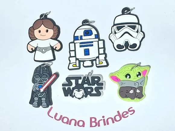 Pingente Star Wars Emborrachado - 6 Unidades'