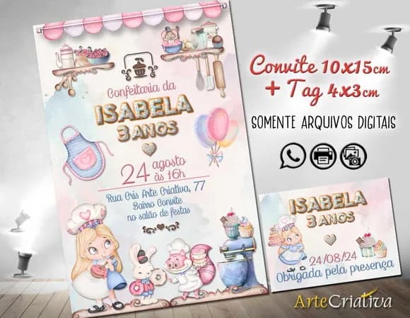 Convite Digital C/tag Confeitaria Princesa Alice 2