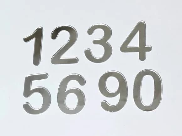 Aplique Numeros Acrilico Espelhado Prata 3,5cm - 10 Unidades