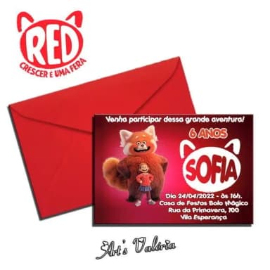 Convite Red: Crescer é uma Fera - 9,5cm x 6,5cm