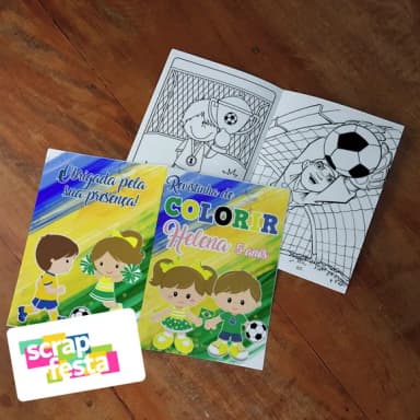 Revista Colorir + Giz de Cera Festa Esporte Futebol Copa