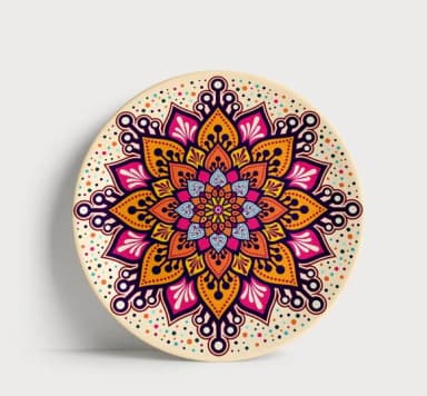 Prato Decorativo Mandala Sol de Verão - Porcelana 21cm