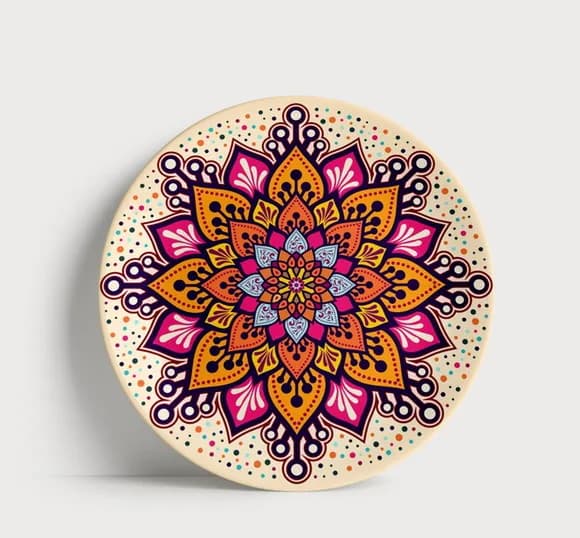 Prato Decorativo Mandala Sol de Verão - Porcelana 21cm