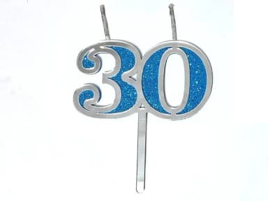 Velas 30 Anos Prata Acrílico Pavio Magico - 1 Peça