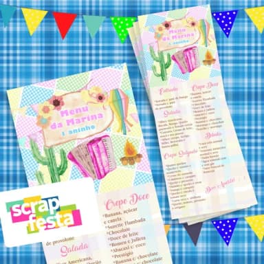 Menu Cardápio Festa Junina Julina Arraiá Aquarela