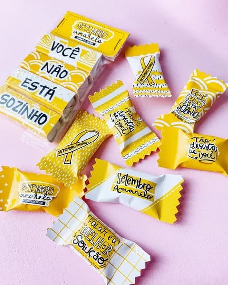 Balas Personalizadas Setembro Amarelo - 50 Unidades
