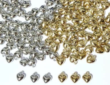 Coração Abs Dourado e Níquel Pingente 10mm Pct C/100 Unidade