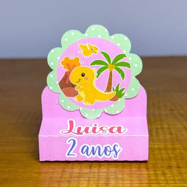 PEGUE E MONTE - Porta Bis Duplo Personalizados DINOSSAURO MENINA - Decoração de Festa | Lembrancinhas | Aniversário | Personalizados