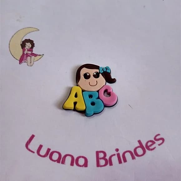 Aplique Escolar Menina Abc Emborrachado 3cm Pct 6 Unidades
