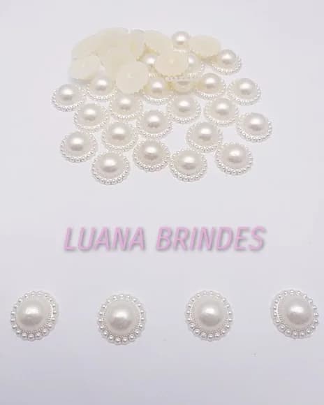 Meia Pérola Champagne Decorada - 12mm - Pct c/ 100 Unid