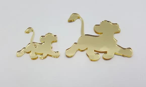 3 Kits Rei Leão Em Acrílico Espelhado