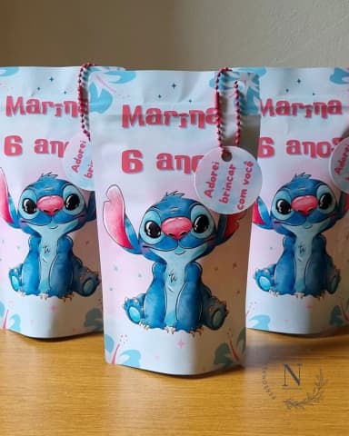 Saquinho  Zip Lock 10x17 Lembrancinha Stitch