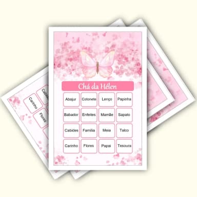 Bingo Chá de Bebê Menina Pdf Para Imprimir