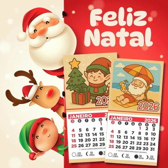 Mini Calendário 2026 Natal
