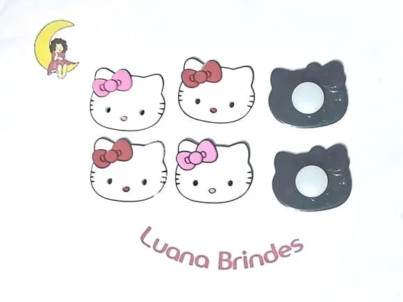 Aplique pra Sandália Hello Kitty Emborrachado 6 Unidades