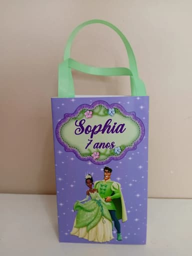 Sacolinhas Personalizadas A Princesa e o Sapo para Lembrancinhas