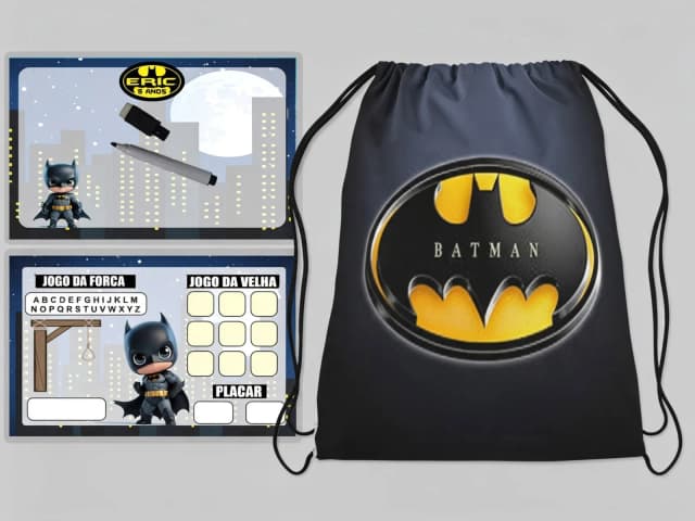 Kit Mochilinha e Lousa Magica para lembrancinhas do Batman