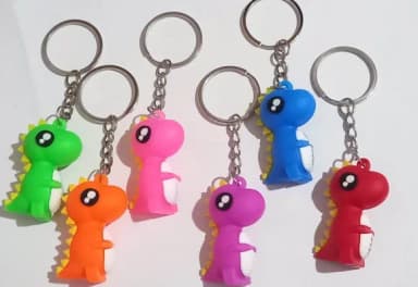 Chaveiro Dinossauro Colorido Emborrachado 3d - 3 Peças