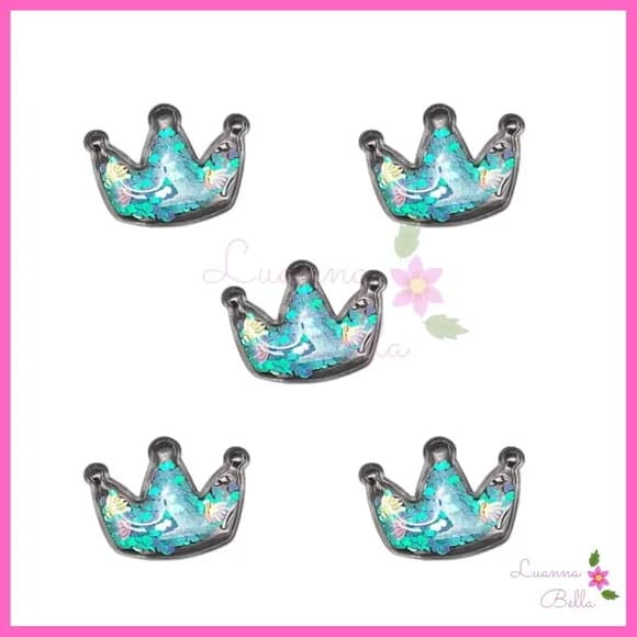 Aplique Coroa Com Enchimento Azul - Pct c/4 unds