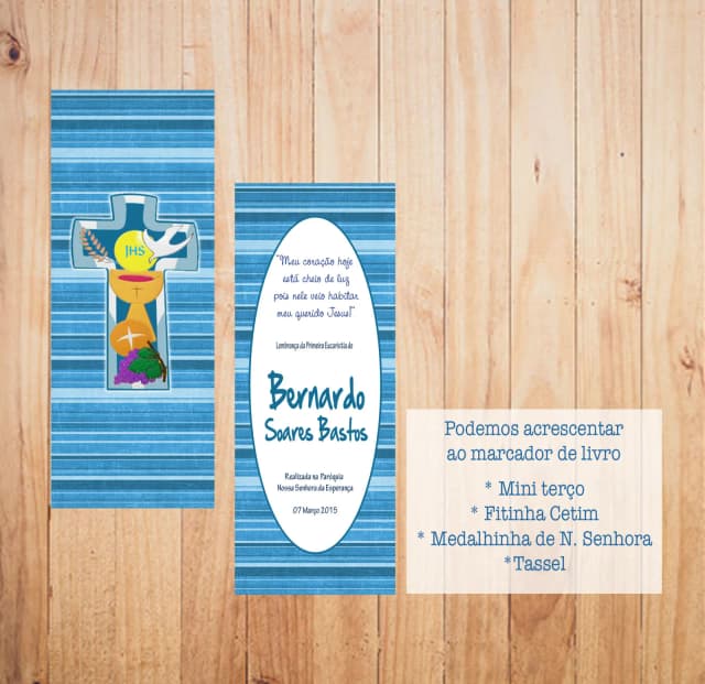 Lembrança Primeira Comunhão - Marcador Livro frente e verso