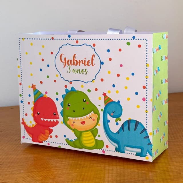 PEGUE E MONTE - Sacolinhas Personalizadas DINOSSAURO BABY - Decoração de Festa | Lembrancinhas | Aniversário | Personalizados