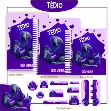 Caderno + Etiquetas + Tag Personalizada + Lápis