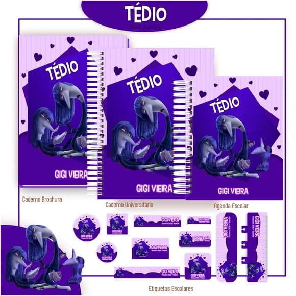Caderno + Etiquetas + Tag Personalizada + Lápis