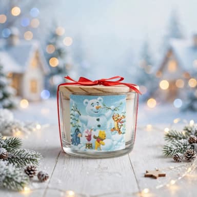 Vela Aromática no Copo Personalizada Natal Ursinho Pooh, Trabalhamos com outros temas - Informar  tema no chat