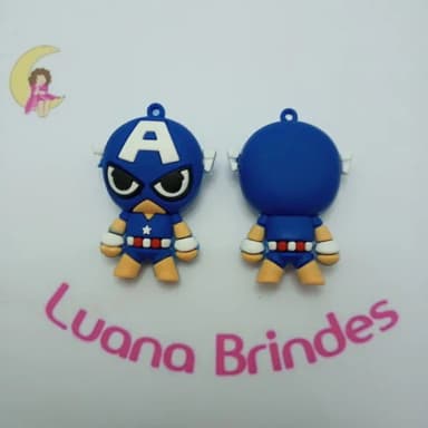 Pingente capitão America de Borracha 6cm Pct 2 Unidades