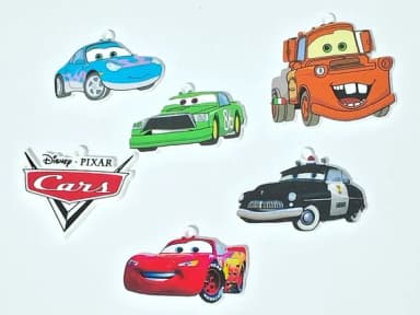 Pingentes Carros de Acrílico Uv 3cm Pacote com 6 Unidades